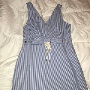J. Crew V Neck Striped Seersucker Dress